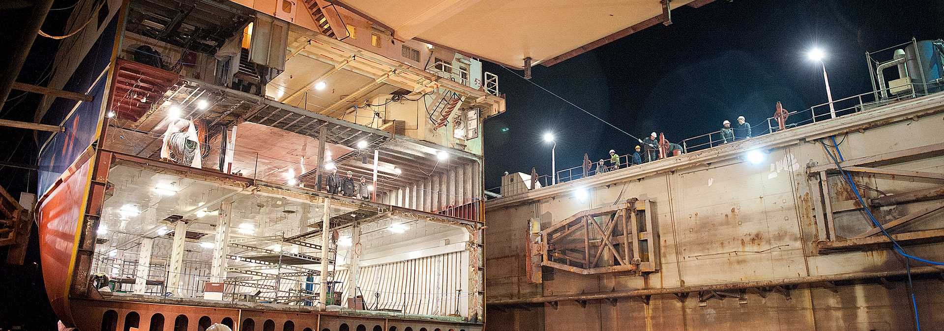 Steelwork on a vessel at the yard.