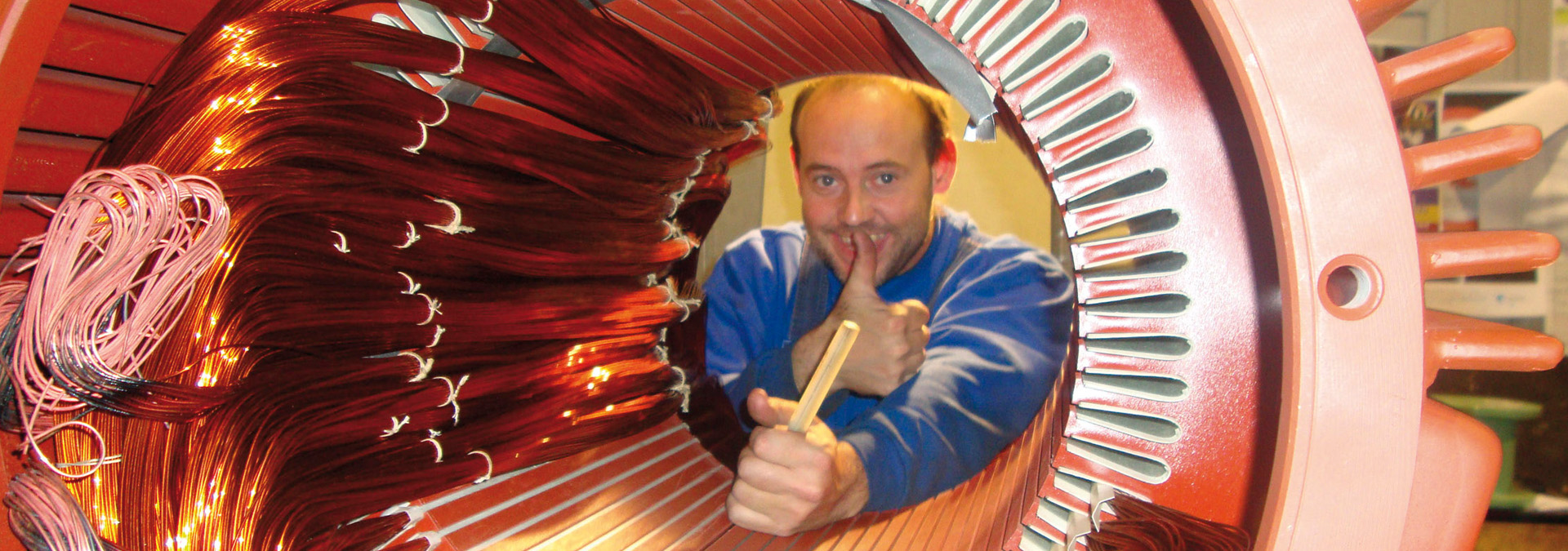 Work on an electric motor.